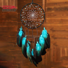 Blue Dream Catchers Handmade, Boho Traditional Circular Net for Wall Hanging Dec