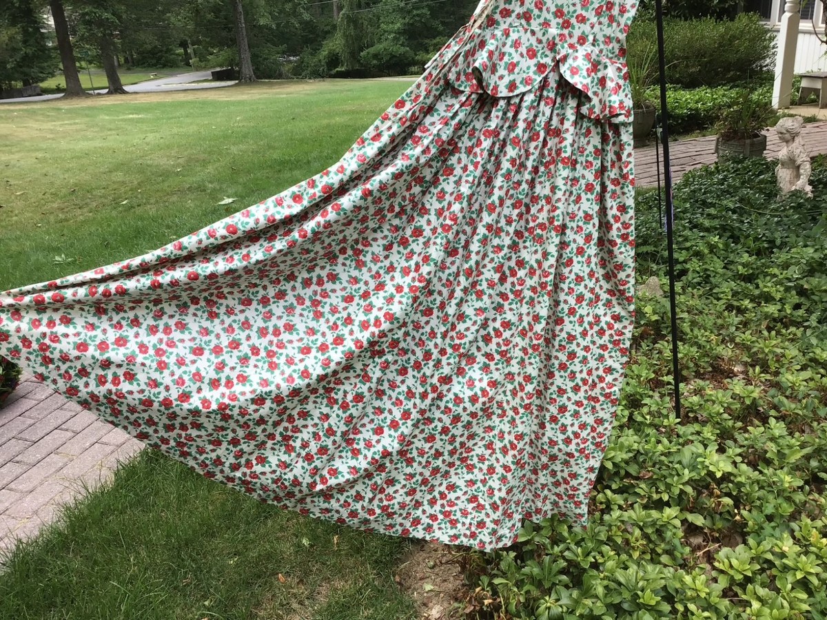 Vintage 1930's-40's Chintz Cotton Long Floral Dress Sz S View 4