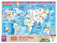 MasterPieces - Hello, World - World Map 60 Piece Wood Jigsaw Puzzle