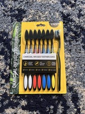 Seven Brands Group Charcoal-Infused Toothbrushes 8 Pack Soft Bristles Tongue Cl  