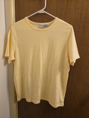 Sonoma Womens Large L Yellow Cotton Tshirt Pilled Shelf Wear Partial New Tag