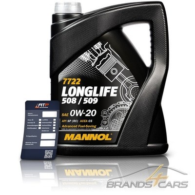 MANNOL 5 L LITER Longlife 508/509 0W-20 MOTOR-ÖL MOTOREN-ÖL 51427603