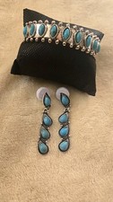 Silver Tone Turquoise quality made fashion Jewelry Set Southwestern boho western