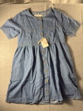 Asos 10 UK Blue Denim Shift Dress Knee Length Short Sleeve NWT