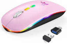 PINK HOTLIFE LED Wireless Mouse, Slim Rechargeable Wireless Bluetooth Mouse 2.4G