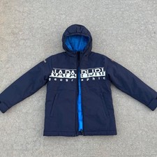 Napapijri geographic jacket puffer hooded kids 140 size 10 boy girl youth