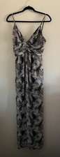 Vintage Guess Maxi Dress S Tropical Floral Beach Hawaiian Black White Y2K