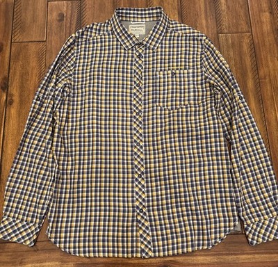Craghoppers SolarShield Shirt Mens Large Blue Yellow Check Long Sleeve Outdoor