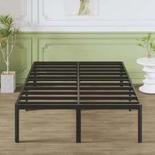 Lutown-Teen High Double Bed Frame 4ft6 with Rounded 135×190cm, Black 
