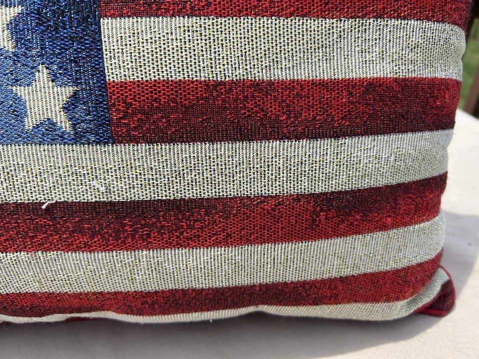 Patriotic Tapestry America  Flag Throw Pillow 18"x13" Rustic Americana USA - Image 4 of 4