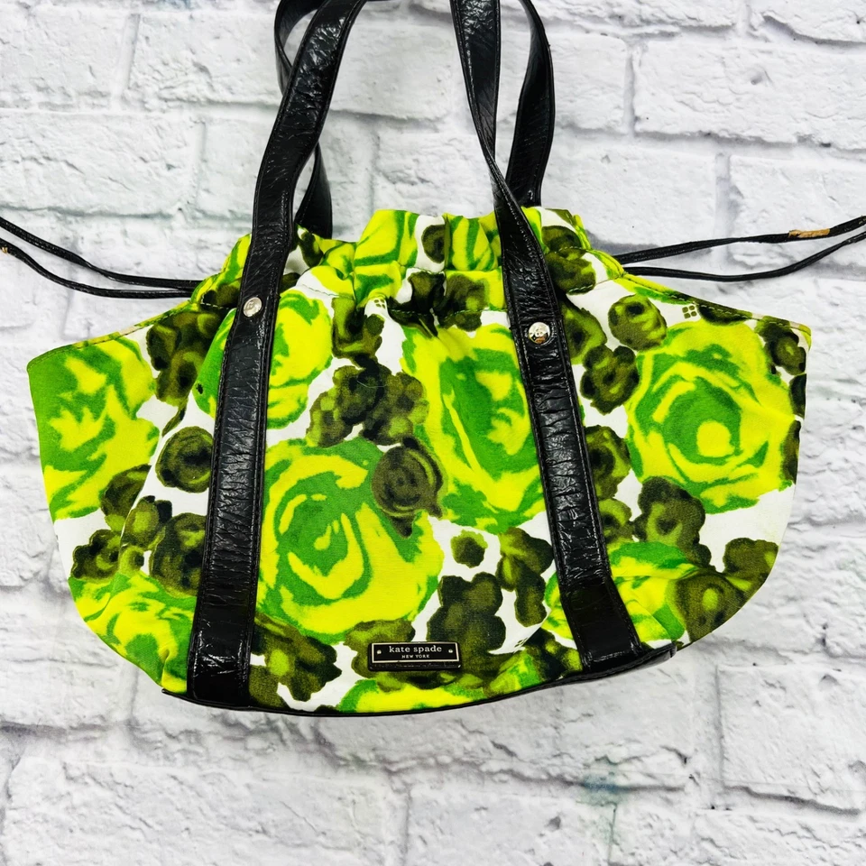 Bolso de Mano Kate Spade Verde Floral Nylon con Cordón con Bolsa a Juego Foto 2 de 4