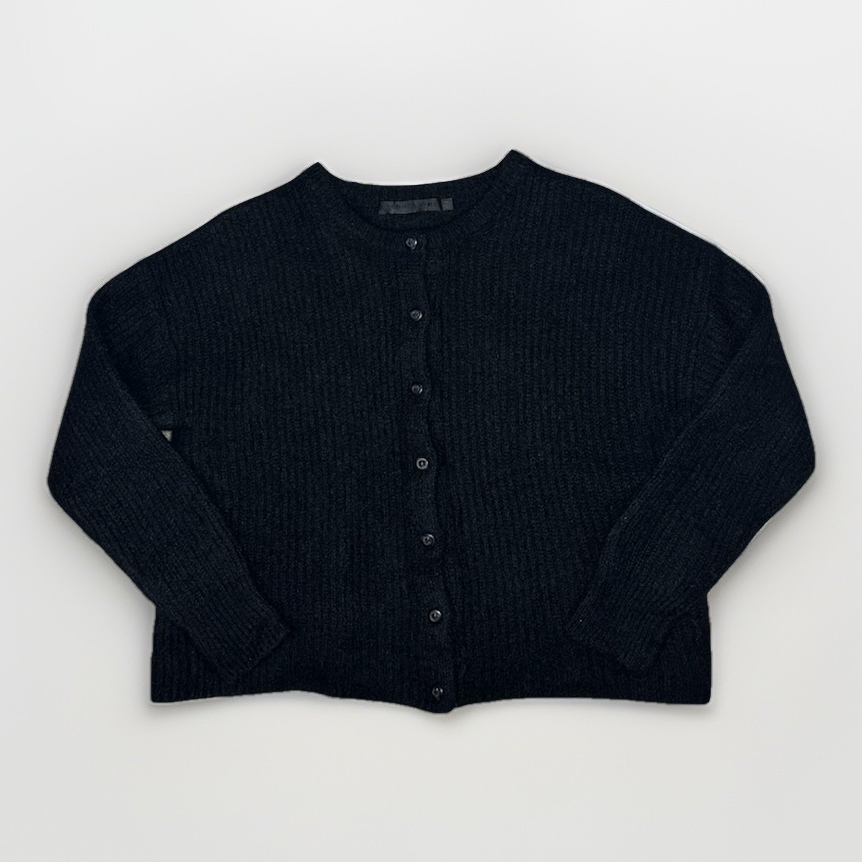 Jenni Kayne ‘Hayes Crewneck Cardigan Sweater’ in Black Alpaca Wool Size XS $325 