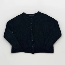 Jenni Kayne ‘Hayes Crewneck Cardigan Sweater’ in Black Alpaca Wool Size XS $325 