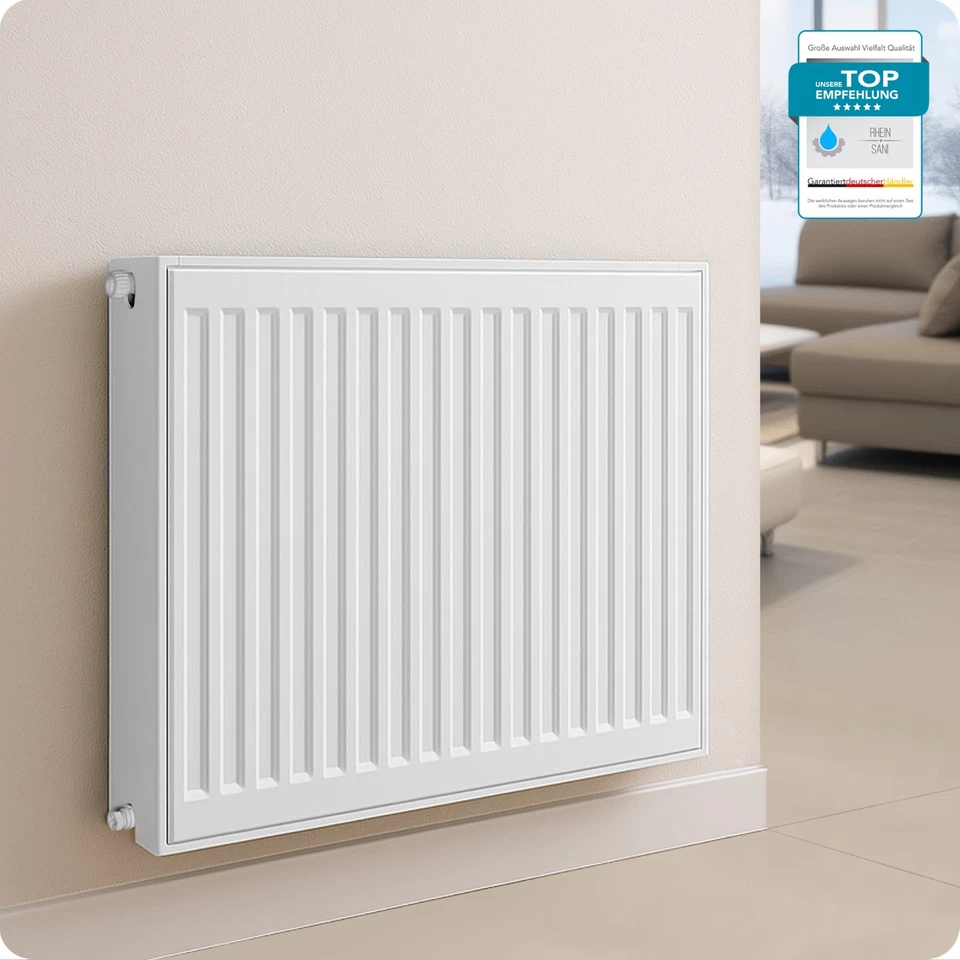 Universalheizkörper Heizkörper Typ 22 mit 6 Anschlüssen inkl. Hahnblock & Ventil - Bild 2 von 4