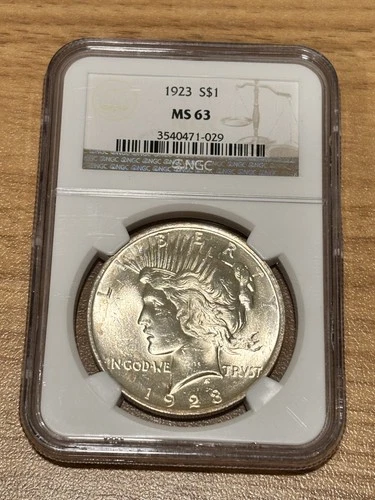 NGC - 1923 SILVER PEACE DOLLAR - MS63