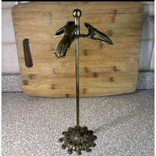 Antique Brass Glove Clip Stand Victorian Hand Clips Jewelry Display 12"