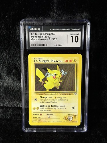 Lt. Surge's Pikachu (Unlimited) graded CGC 10 for sale on eBay