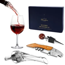 Wine Accessories Set, Featuring 3 in-1 Multifunctional Waiters Corkscrew Bott...