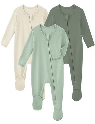 Rayon Made From Bamboo Baby Pajamas 3pcs Newborn Sleepers For Boy Girl Clothe...