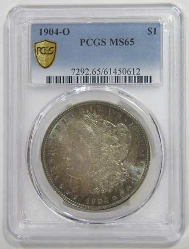 MORGAN DOLLAR 1904 O PCGS MS65 GEM UNCIRCULATED TONED SILVER $1 U.S. MINT ISSUE