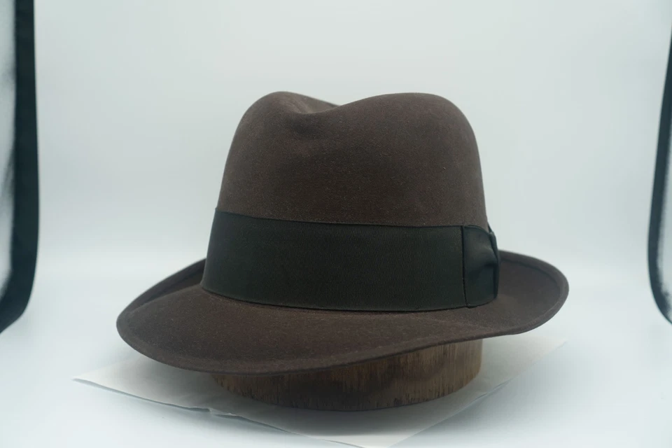 Vintage RARE 1950s Knox Twenty Custom Edge Brown Fedora Size 7 1/2 60 CM - Image 2 of 4