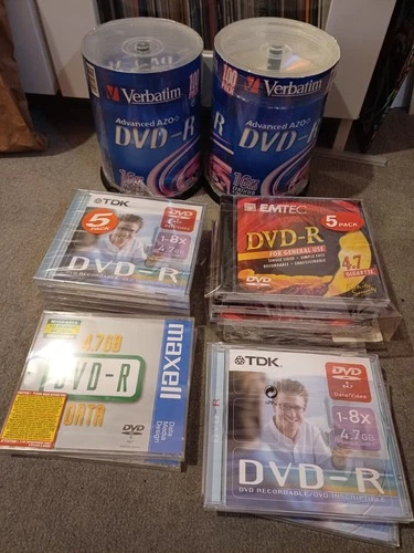 DVD-R Discs - A Large Bundle of TDK, Maxell, EMTEC, Verbatim Recordable Discs