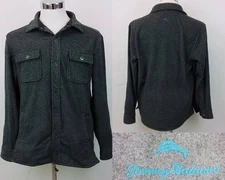 Tommy Bahama Shirt Jacket Men's M Gray Soft Snap Closure Collared #J3397