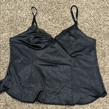 Womens Lace Spaghetti Straps JC Penney Black Camisole Nylon B24