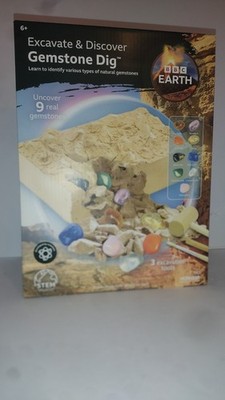 BBC Earth Excavate and Discover Gemstone Dig, Dig Up 9 Real Gemstones and Mak