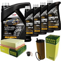 MANN-FILTER Inspektionspaket Mannol 9L Longlife 5W-30 FüR Audi A4 Avant 2.7 Tdi