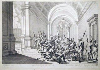 Etching Coronation of Thorns of Christ J. W. Baur/M. Küsel 1670 Bonnefoit N 173