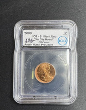 2000 Lincoln 1 cent Off Center Strike Error ICG Austin Hutto "Sin City Hoard"