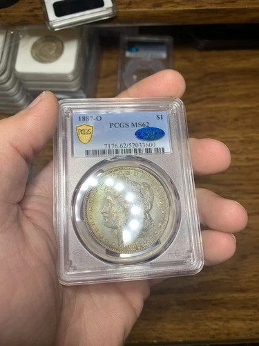 Toned 1887-O Morgan Dollar PCGS MS62 CAC New Orleans Silver $1 Coin