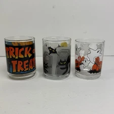 Halloween Candle Votive Holder Set of 3 Trick Or Treat Cat Ghost Party Decor