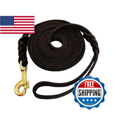 LWBMG 20ft Leather Dog Leash - Braided, Genuine, Pet Lead for Training  Walking