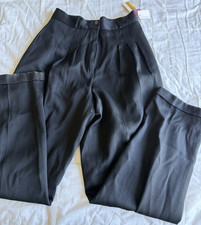 Liz Claiborne Black Wool Rayon Dress Pants Pleated Front Button Pockets Women