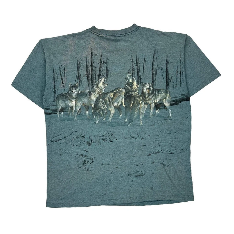 Wolf Pack Unbranded Single Stitch T-Shirt - Large Blue Cotton - Image 2 of 4