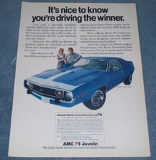 1973 AMC Javelin Vintage Ad "It's Nice To Know You Are Driving A Winner."