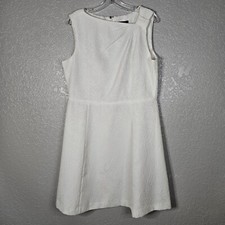 Tahari Dress by Arthur Levine Size 14 White Fit & Flare Sleeveless Lined Floral