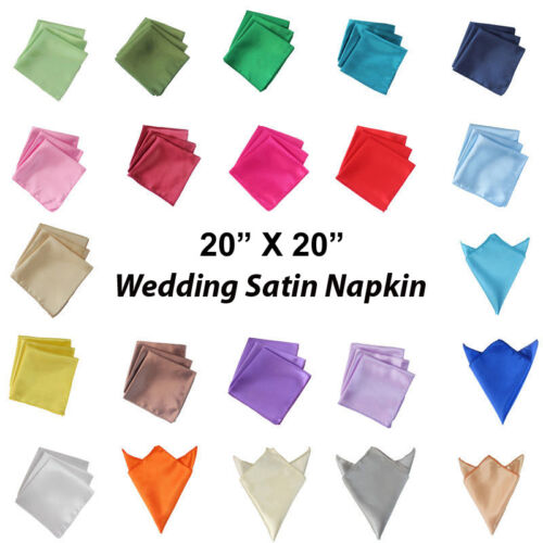 100pc 20" X 20" Square Satin Table Napkin handkerchief Hanky Wedding Party Decor - Afbeelding 1 van 28