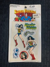 1978 SUPER FRIENDS Dimensional Puffy Stickers MOC C-7.0 All Wonder Woman