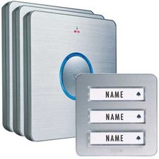 Funk-Türglocken-Set Funkklingel für 3-Familien-Haus silber