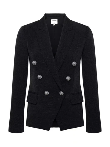 Mujeres L'AGENCE Kenzie Doble Pecho Blazer Abrigo Chaqueta Negro/Cepillado Gunmetal - Imagen 2 de 8