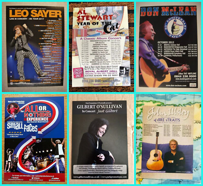 70s Singers/bands x6 flyers BUNDLE #1 - Great memories of 70s music and bands