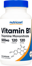 Nutricost Vitamin B1 Thiamine 500mg, 120 Capsules, Non-GMO  Gluten Free