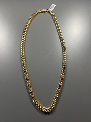 Inox 18K Goldtone Miami Cuban Chain Necklace With Cubic Zirconia (24 Inches)