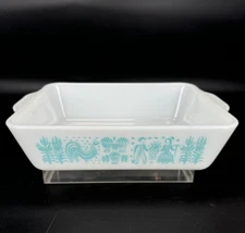 Pyrex Amish Blue ButterPrint 503 Refrigerator Fridge Dish 1.5 Qt Turquoise White