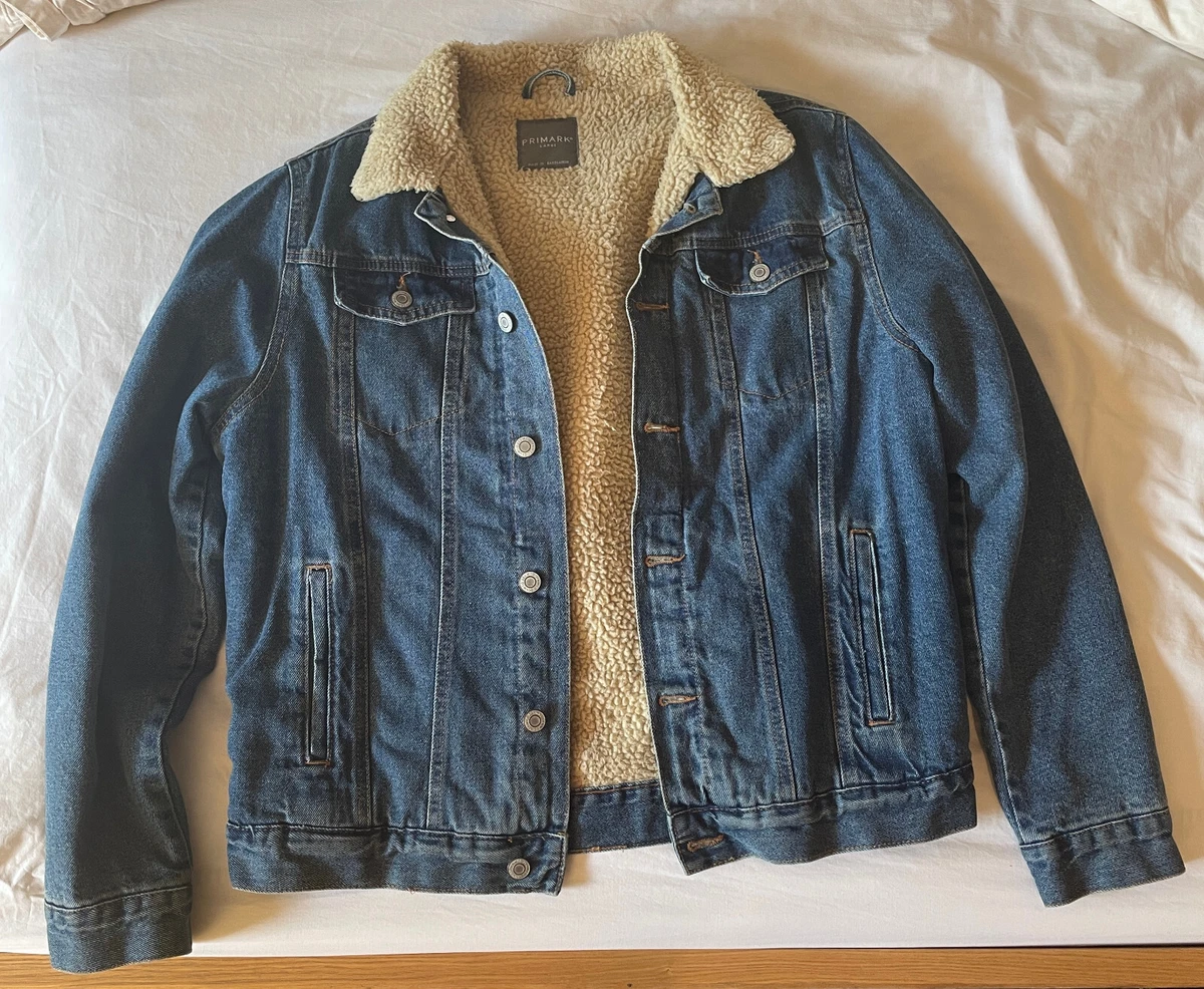 Primark Mens Blue Denim Jacket with Cream Lining in Large