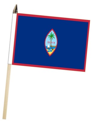 Guam Large Hand Flag With Wooden Pole (18'' x 12'')