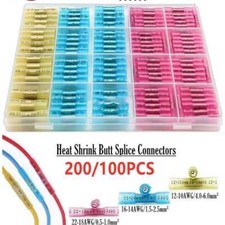 22-10AWG Heat Shrink Butt Wire Splice Connectors Seal Crimp Terminals US 200pcs